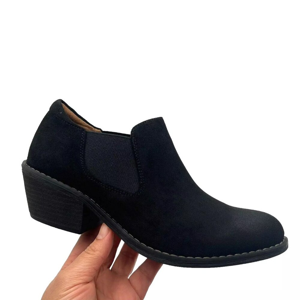 Eurosoft Womens Ankle Bootie Size 8.5 Black Slip on Flexible Cushioned Shoes